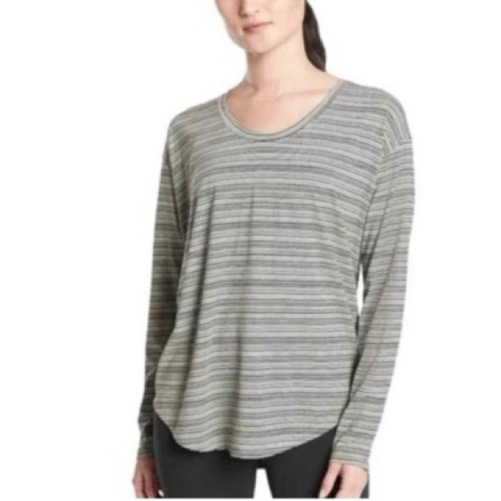 Athleta Cloud Status Striped Gray Women's Top